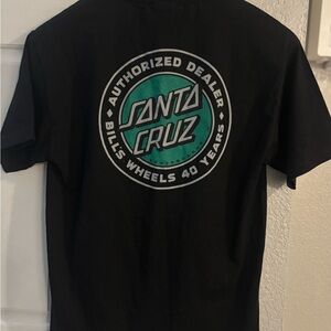 Santa Cruz Skateboards Black and Teal Short Sleeve Tee